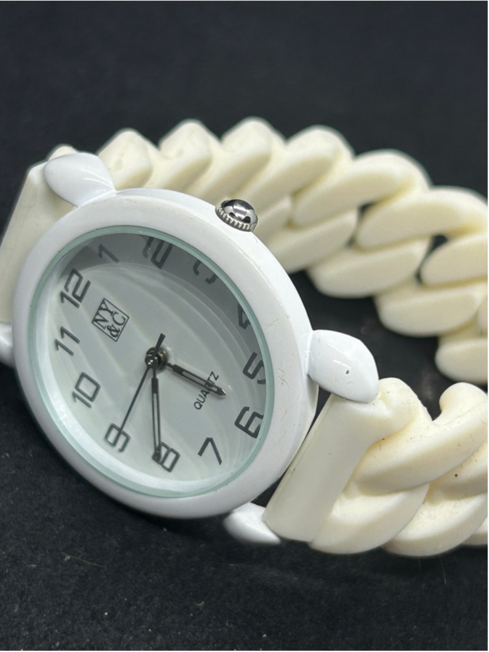 Women's NY&C White Chain Link Quartz Watch One Size